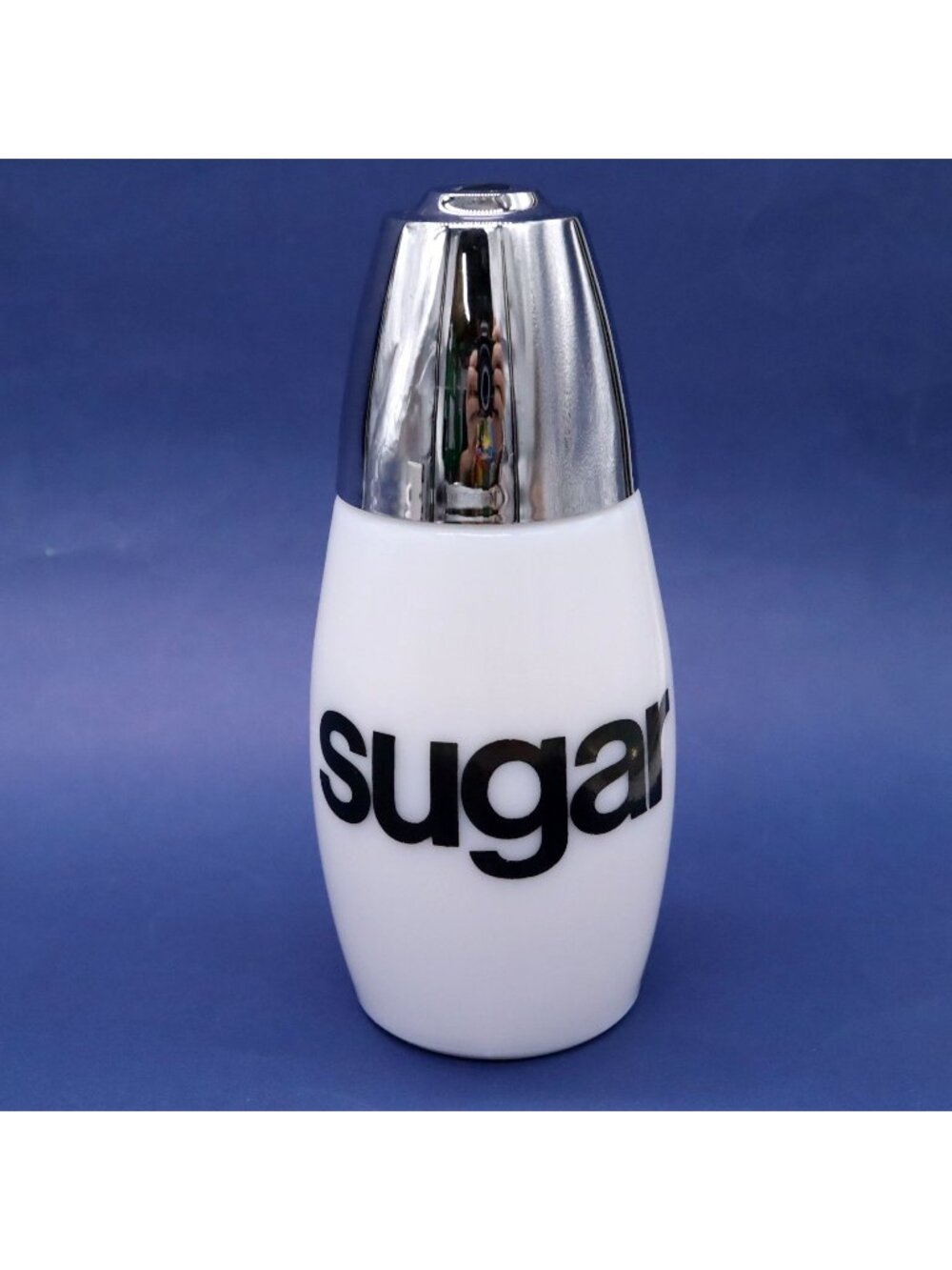 Rare Mod Gemco Sugar Dispenser White w/ Black Lettering MCM Vintage CLEAN